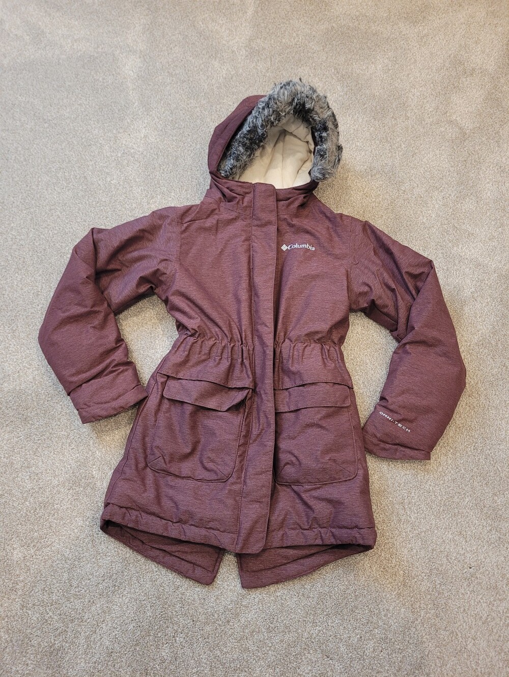 Columbia Girls’ Nordic Strider Waterproof Jacket Fur Hood Size 7/8